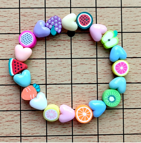 Baby Children fruit icecream animal heart bracelets stretchable kids polymer clay cartoon beads bracelets summer jewelry gifts