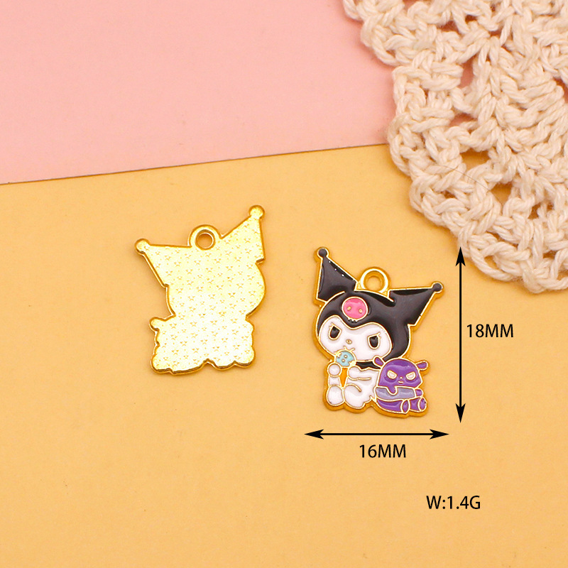 Little Girl Hot Cute Cartoon Charms Sanrio Kuromi Enamel Metal Cartoon Charms for Kids Bracelets Children Jewelry Making