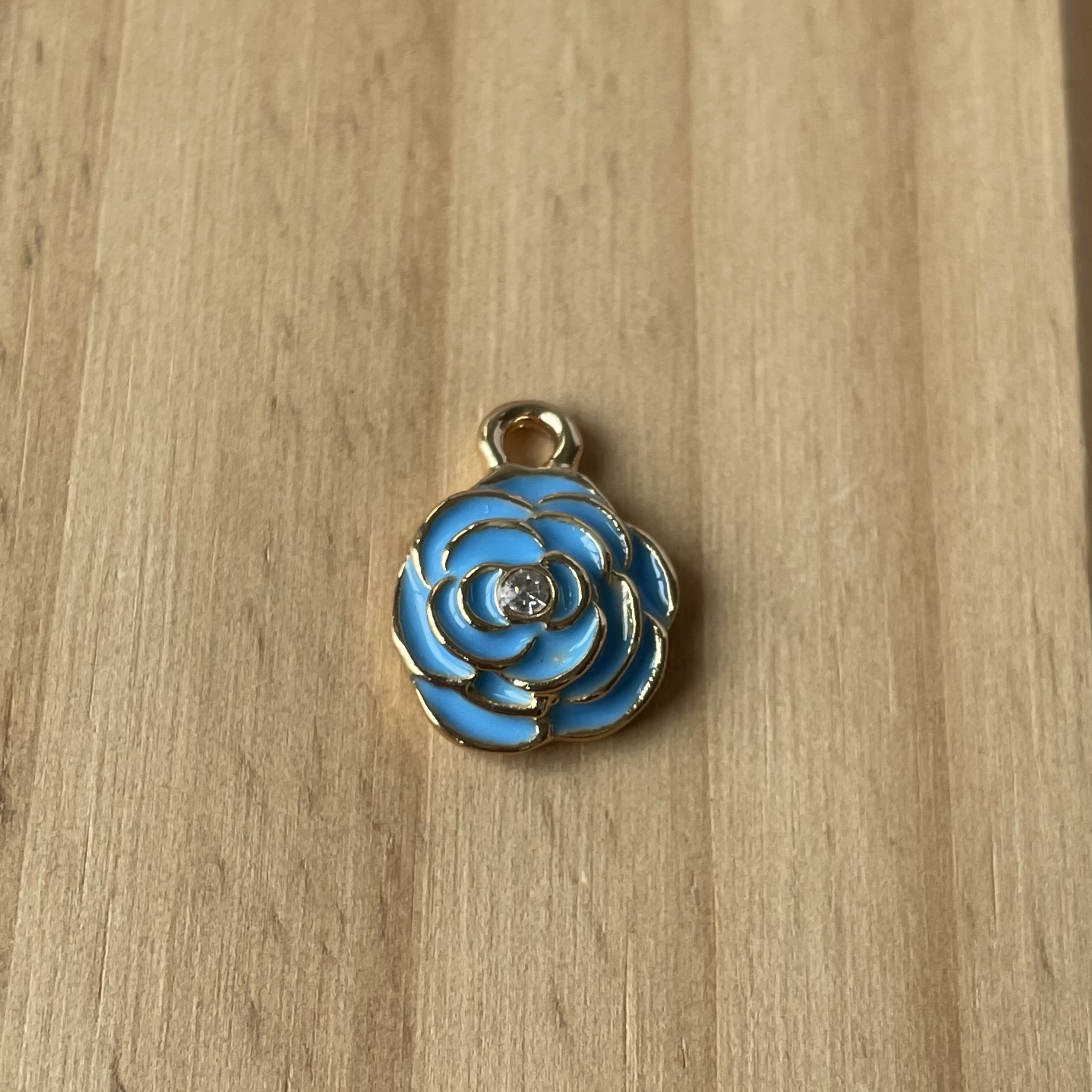 DIY metal alloy enamel rose flower charms for bracelet jewelry making multi-layer rose flower charms with crystal