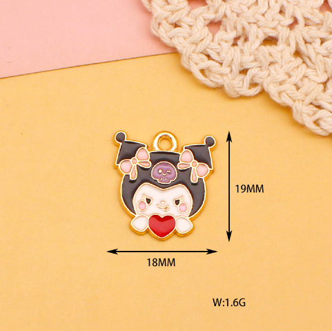 Hot colorful Cartoon Charms Little Girl Heart Cartoon Cat Dog Animal Enamel Metal Alloy Charms for Kids Children Jewelry Making