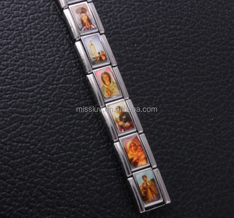 Stainless steel Jesus bracelet elastic energy Christian religious link italian charms bracelet