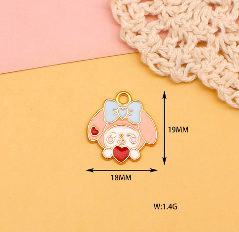 Hot colorful Cartoon Charms Little Girl Heart Cartoon Cat Dog Animal Enamel Metal Alloy Charms for Kids Children Jewelry Making