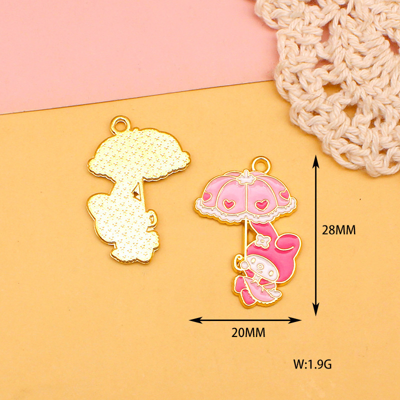 Little Girl Hot Cute Cartoon Charms Sanrio Kuromi Enamel Metal Cartoon Charms for Kids Bracelets Children Jewelry Making