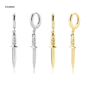 FUAMAY New Products 2021 Unique Gage Sword Hoop Earrings Fashion Long Sword Dagger Drop Earrings Dangle