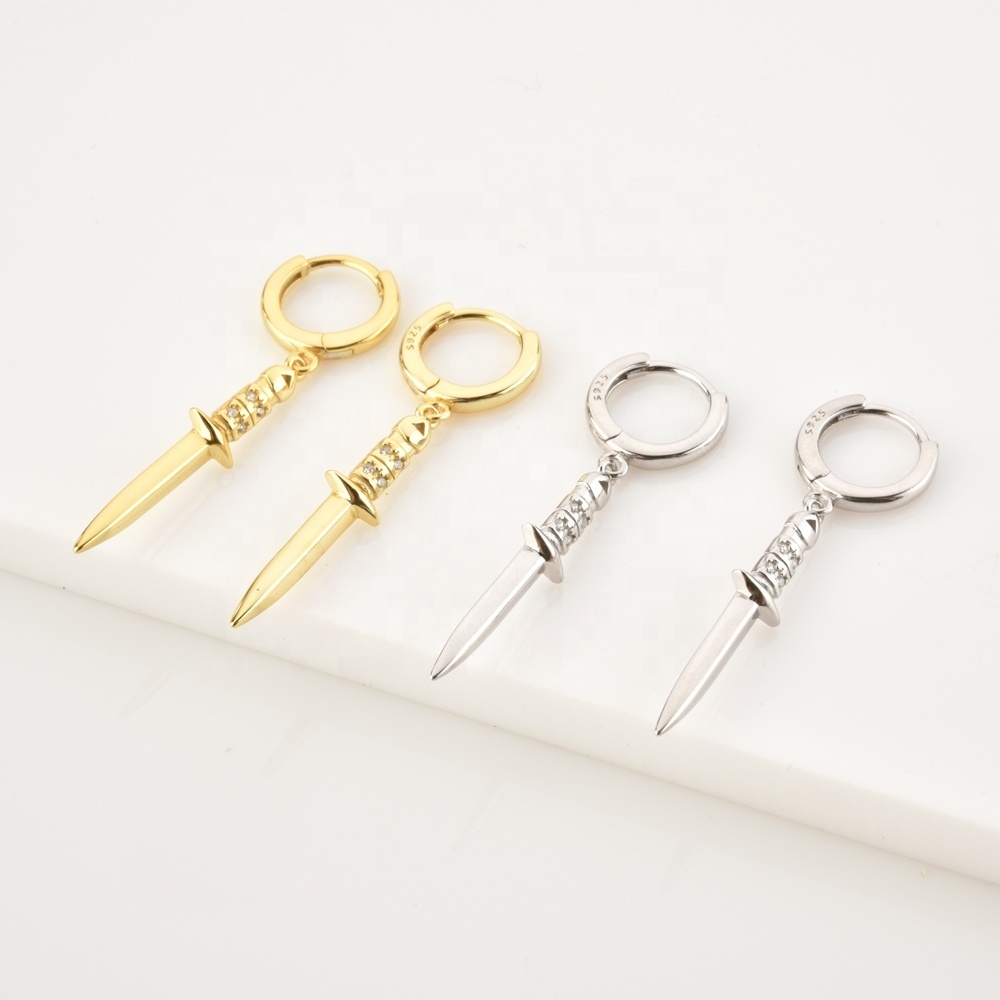 FUAMAY New Products 2021 Unique Gage Sword Hoop Earrings Fashion Long Sword Dagger Drop Earrings Dangle