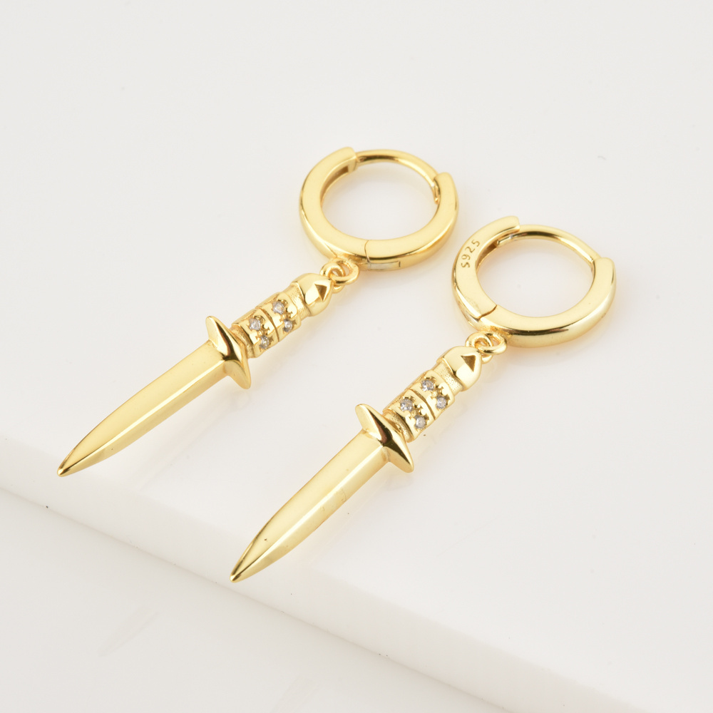 FUAMAY New Products 2021 Unique Gage Sword Hoop Earrings Fashion Long Sword Dagger Drop Earrings Dangle