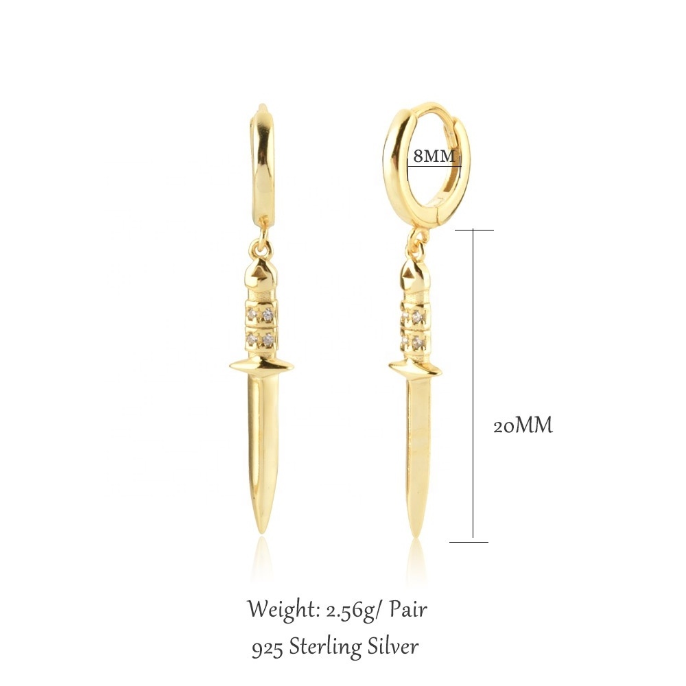 FUAMAY New Products 2021 Unique Gage Sword Hoop Earrings Fashion Long Sword Dagger Drop Earrings Dangle