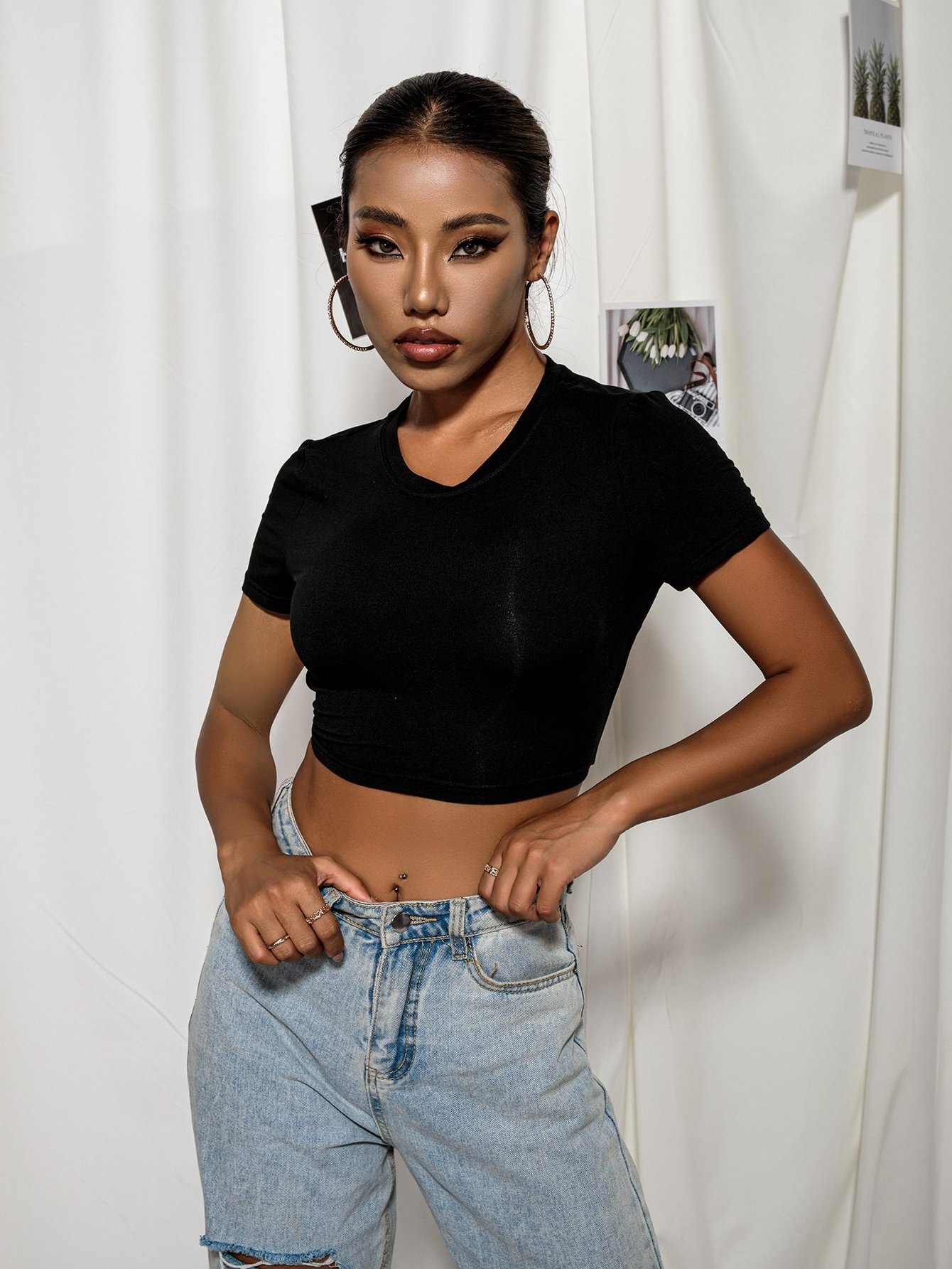 Fashionable Mini Sexy Clothing polyester sublimation Solid black crop top knitted crop tops for women wholesale