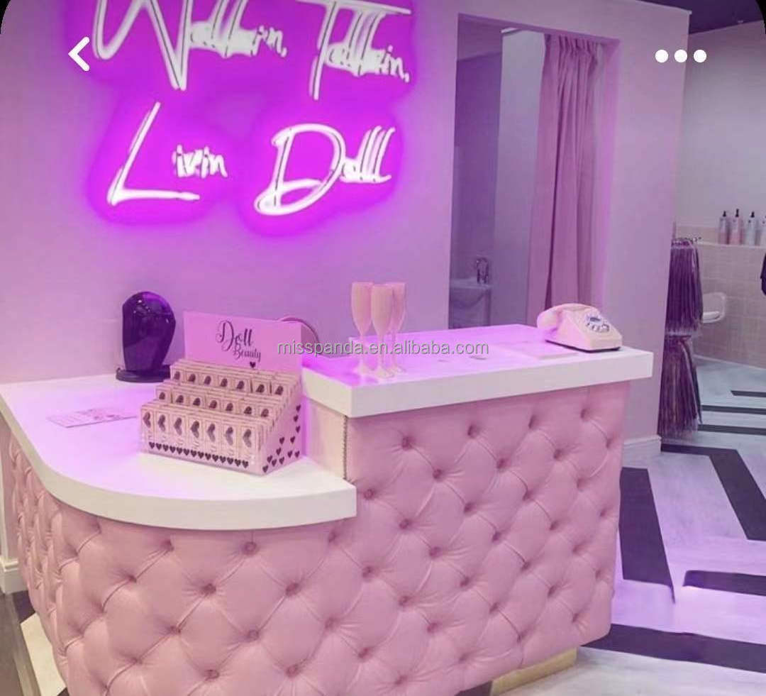 Beauty small reception desk pink cashier counter simple small clothing store beauty salon bar company reception desk