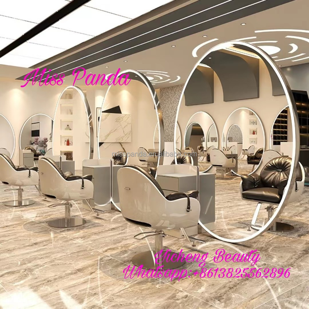 New Design large size double sided styling station with big cabinet barber styling stations salon mirror Top Manufacture