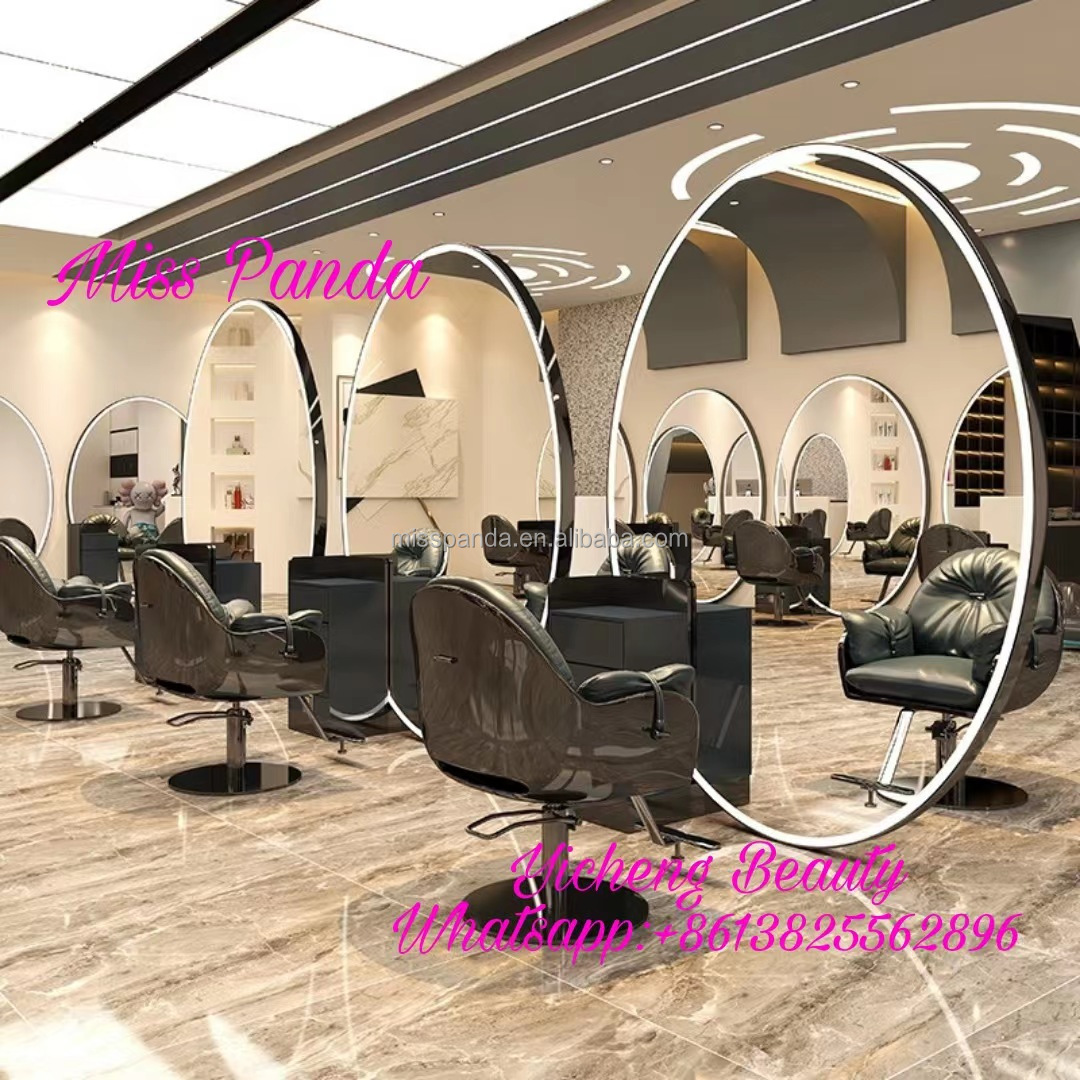 New Design large size double sided styling station with big cabinet barber styling stations salon mirror Top Manufacture