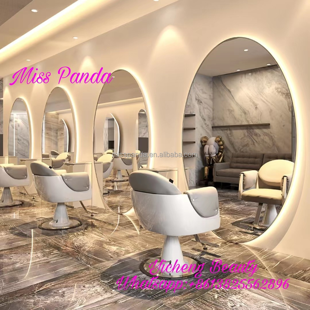 New Design large size double sided styling station with big cabinet barber styling stations salon mirror Top Manufacture