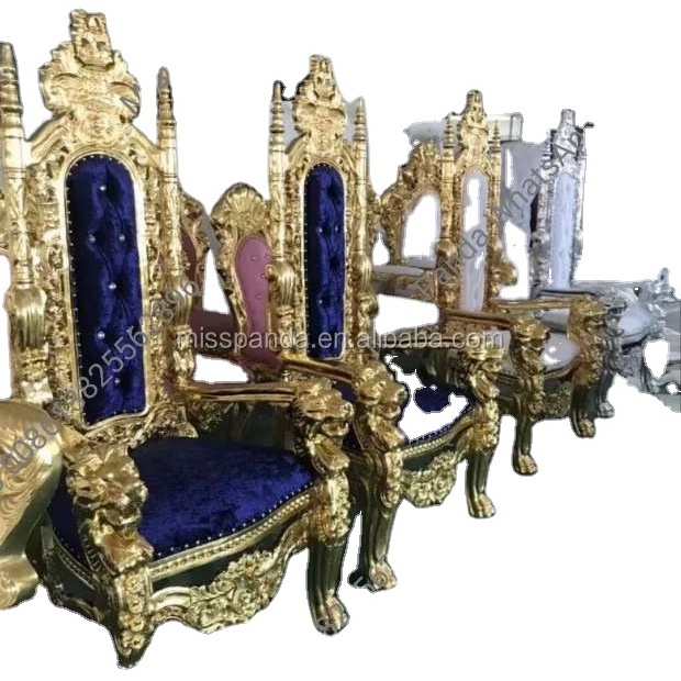 Classic Wedding King and Queen Lion Chairs Baroque Queen Throne King