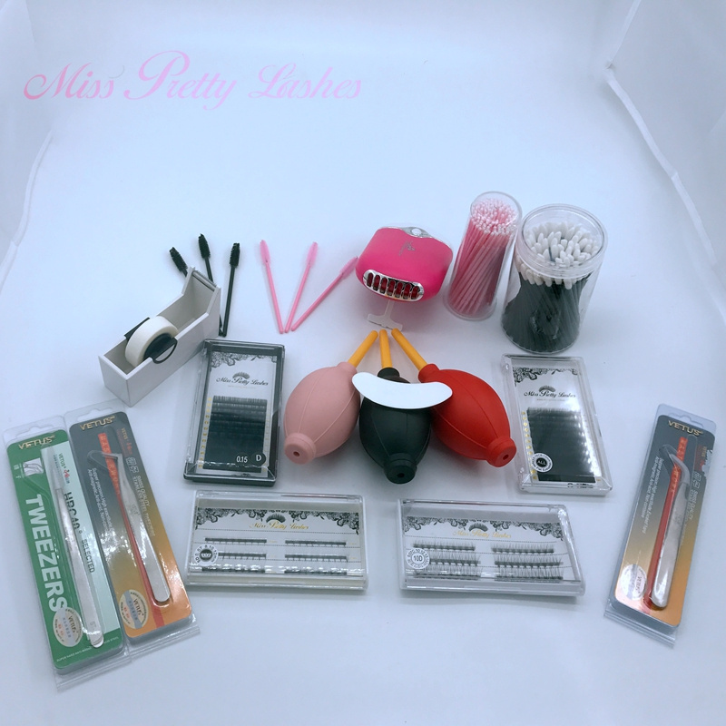 Private Label Designs OEM PBT Mink Eyelash Extension Glues / Tweezers / Foam Cleanser /Lash Stuff Starter Kit