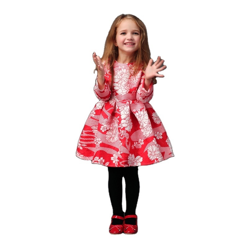 OEM and ODM floral print baby girl birthday dresses princess party dress for girls