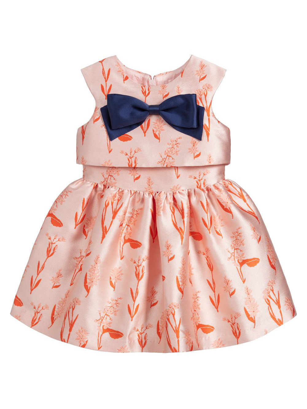 Boutique sweet style children clothing lovely organic cotton printed bow birthday princess dress baby girls party dresses