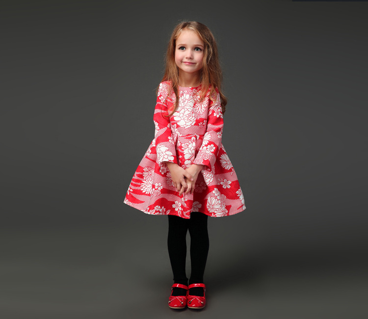 OEM and ODM floral print baby girl birthday dresses princess party dress for girls