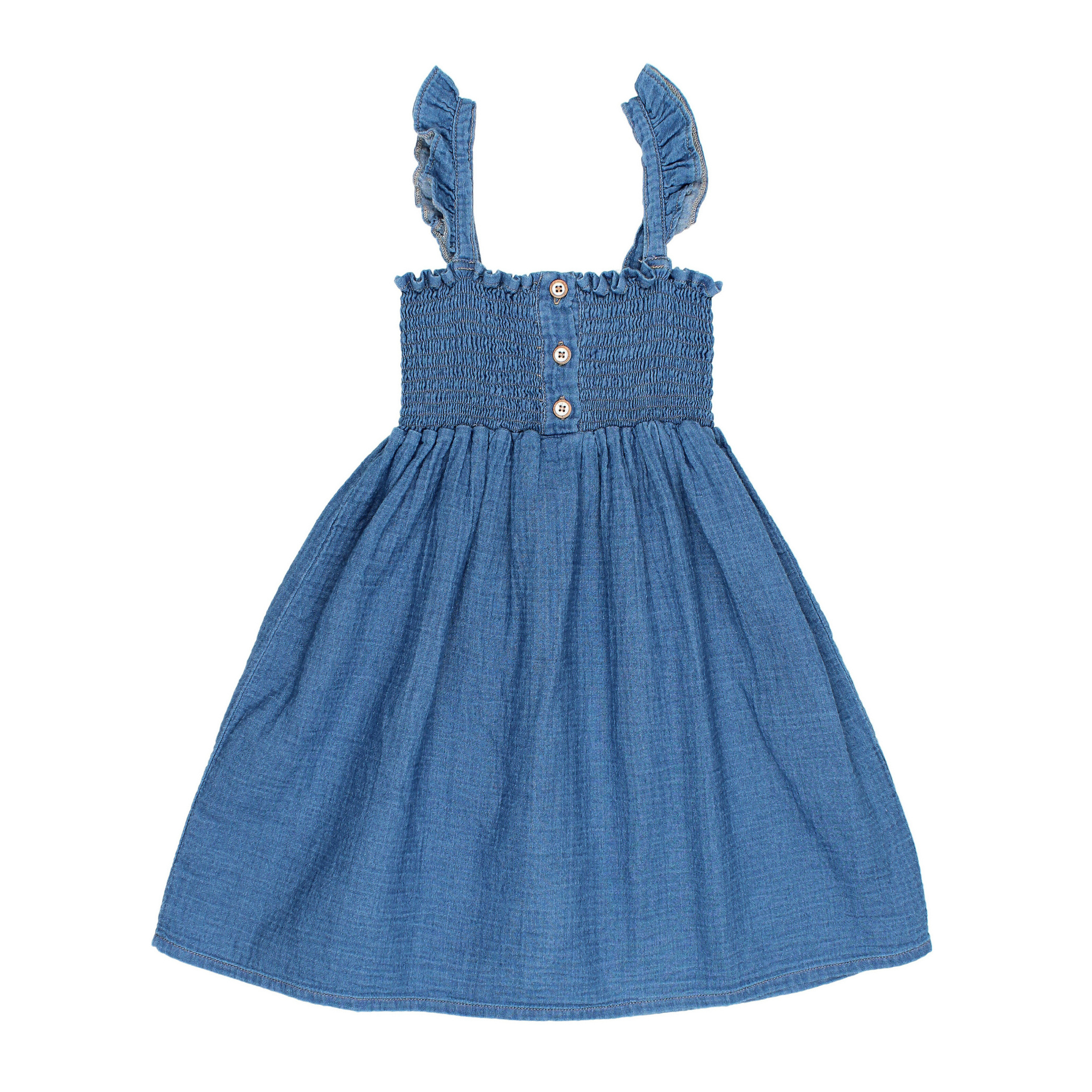 Guangzhou Cotton Denim Smocking Summer Dresses For Kids Girls Girl Dress Summer With Ruffle Straps For Party