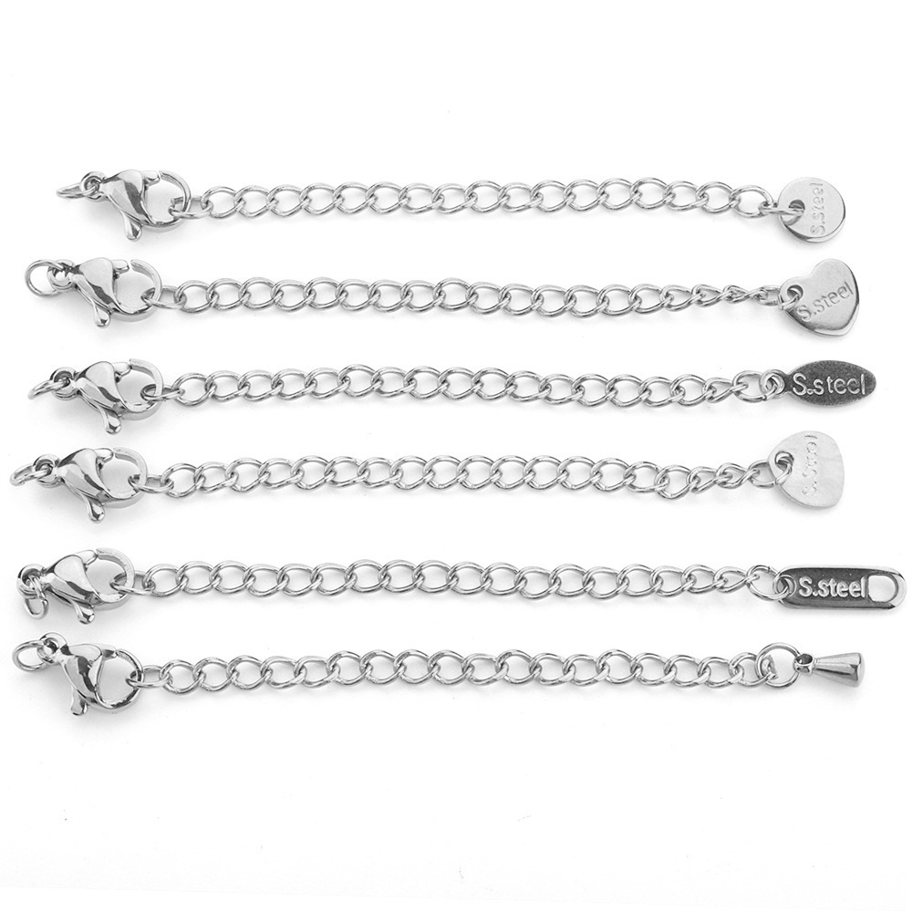 Wholesale Stainless Steel Lobster Clasps Extension Tail Chain for DIY Jewelry Making Findings Bracelet Necklaces