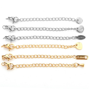 Wholesale Stainless Steel Lobster Clasps Extension Tail Chain for DIY Jewelry Making Findings Bracelet Necklaces