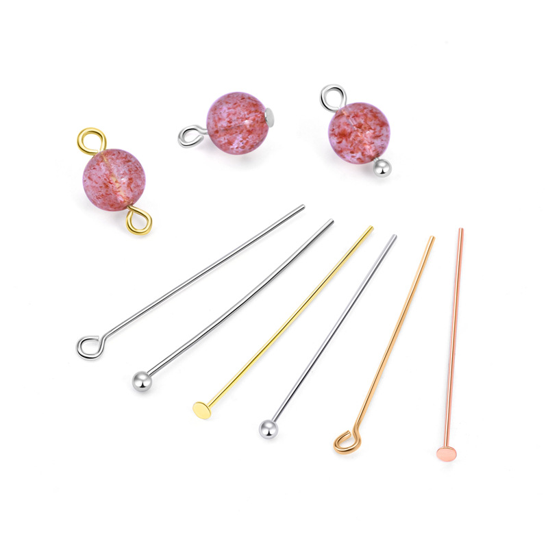 Factory Wholesale Sterling Silver 925 Jewellery Flat Head Pin For DIY Women Crystal  Beads Making Accessories