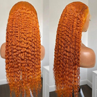 Brazilian Curly Wigs 350 Orange Human Hair Wig Ginger Colored Wigs Transparent Frontal Lace For Black Beauty Women