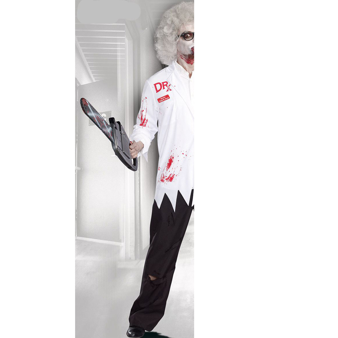 Halloween bloody zombie male doctor suit chainsaw demon male party costume vampire demon show costume