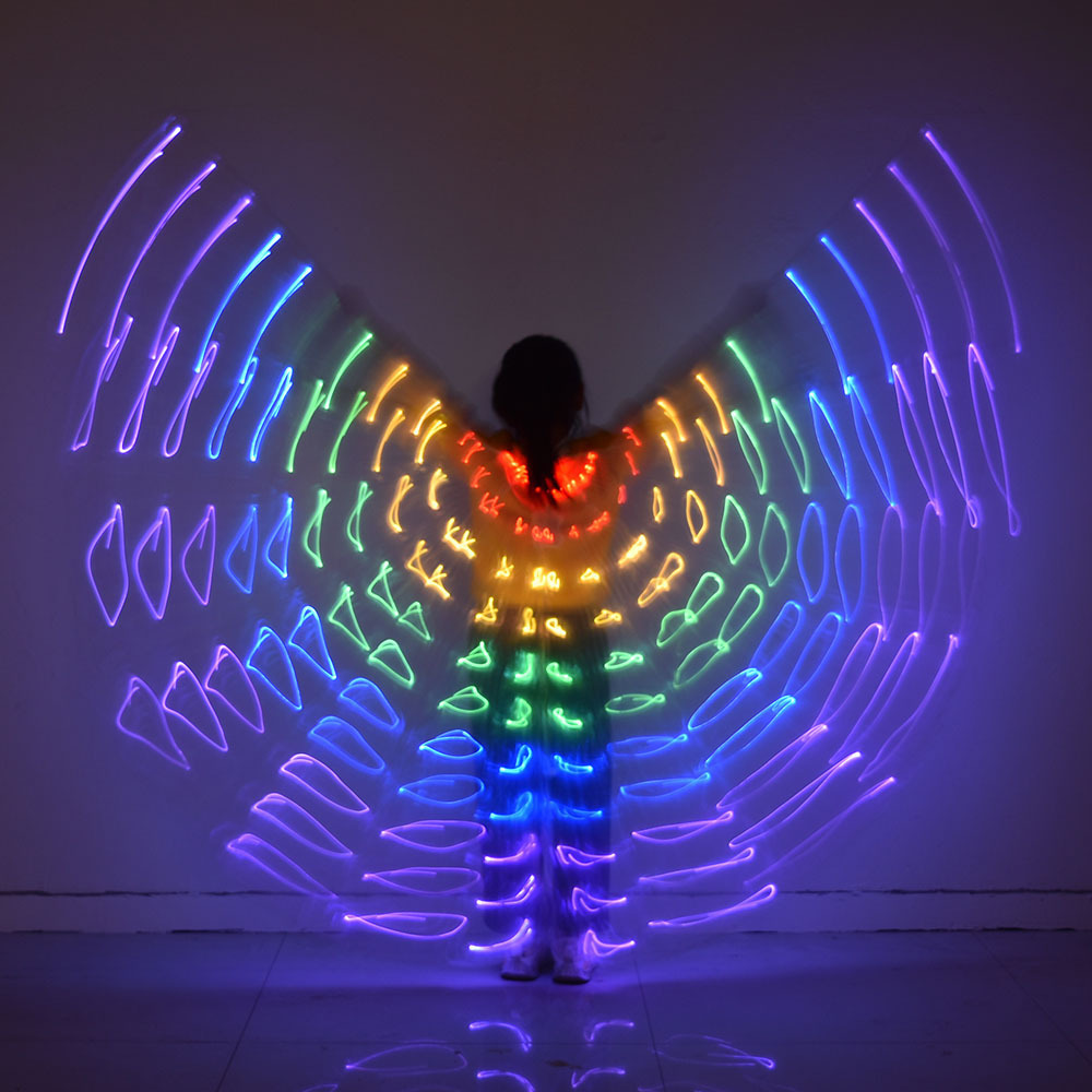 Children's belly dance colorful fluorescent dance table performance costumes props cloak led light luminous wings wholesale