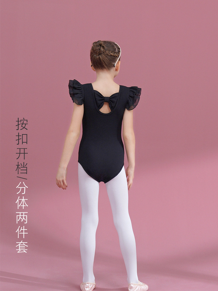 Cotton Dance Dress Summer Short-sleeved Black Girls' Training Baby Ballet Gauze Skirt Exam