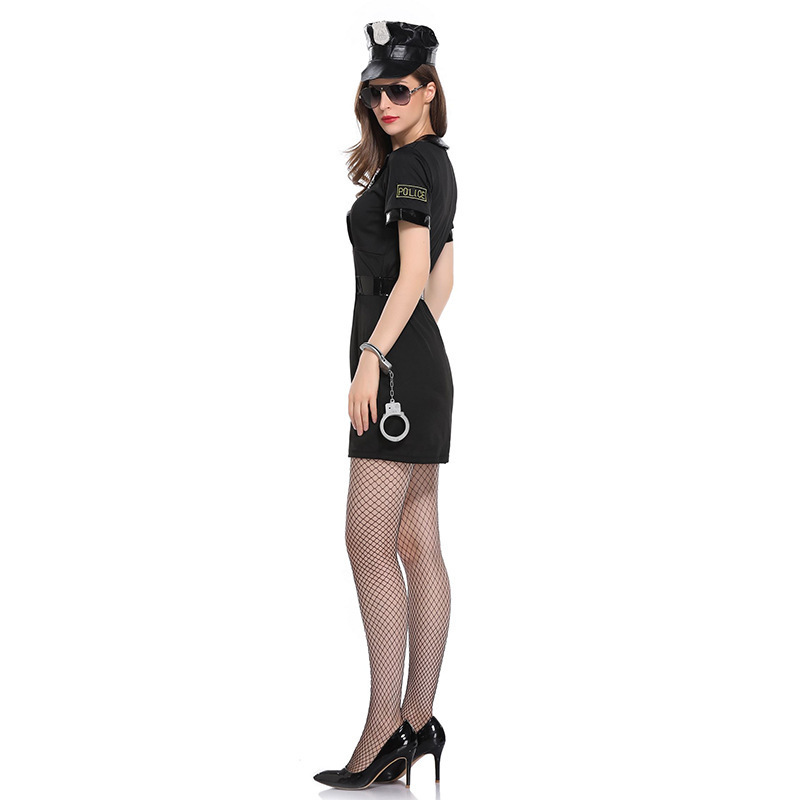 Nightclub bar police party dress black sexy halloween cosplay police costume for lady