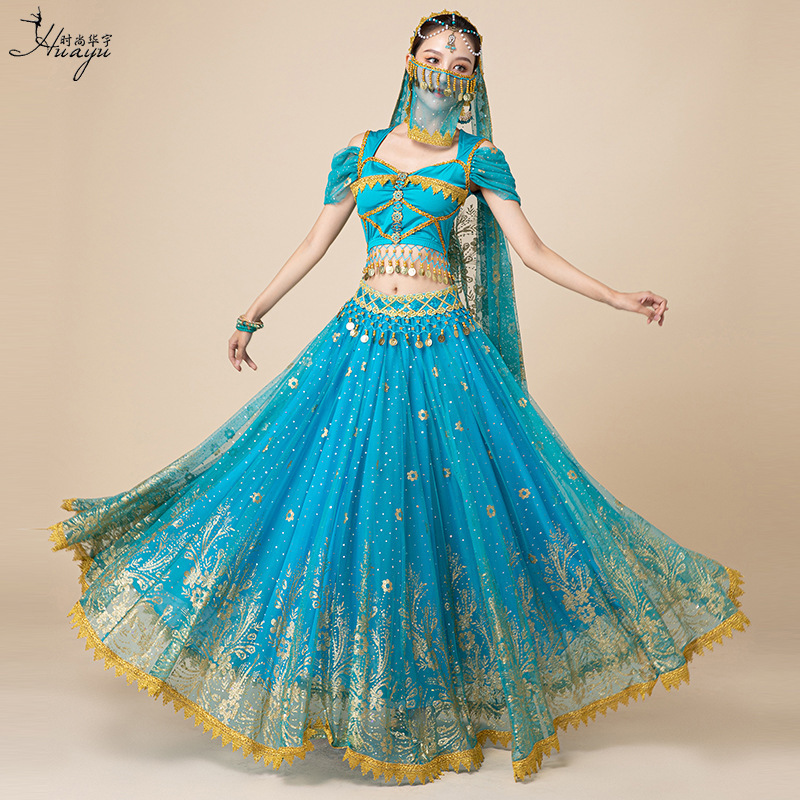 Fashion Indian dance clothes belly dance big swing long skirt exotic style dance Bollywood suit female