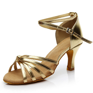 7.5cm/5cm high heel gold practice latin tango dance shoes china