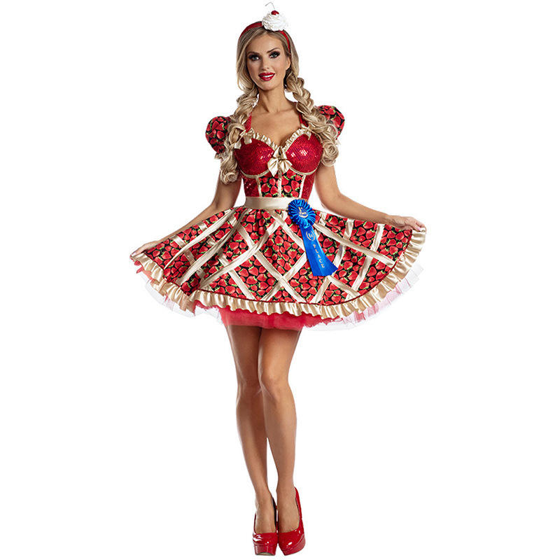 M-XL Large Halloween Gothic Dress Cos Costume Stage Performance Costume Queen of Peach Heart Princess Costume