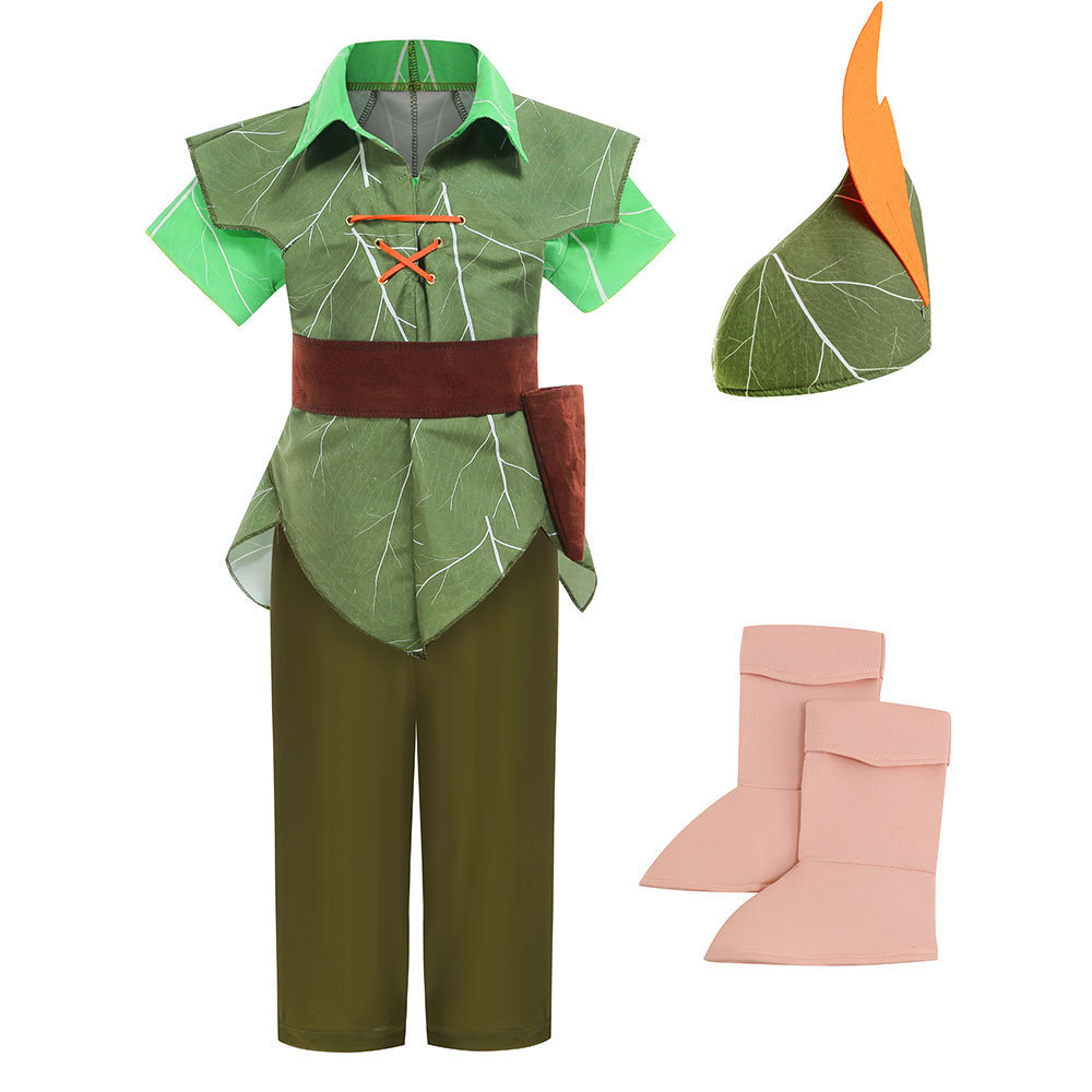 Halloween Christmas Children's Party Boy Green Elf Peter Pan performance costume