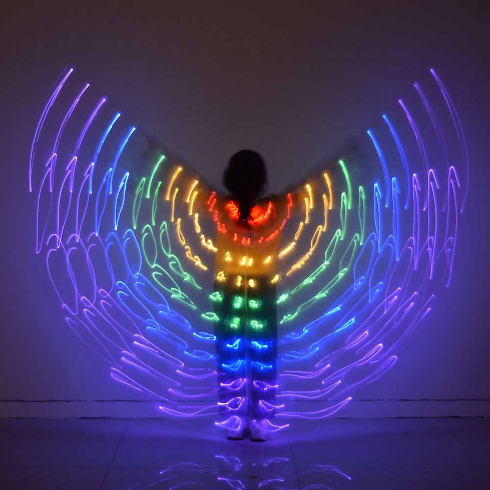 Children's belly dance colorful fluorescent dance table performance costumes props cloak led light luminous wings wholesale