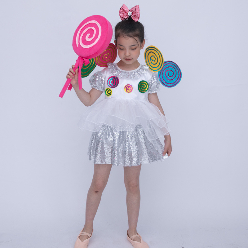 Sweet Lollipop Taste Children's Sequined Tulle Dress Dance Costume Kindergarten