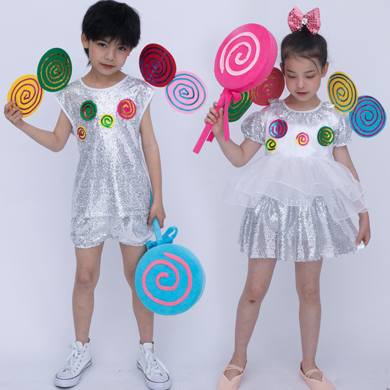 Sweet Lollipop Taste Children's Sequined Tulle Dress Dance Costume Kindergarten