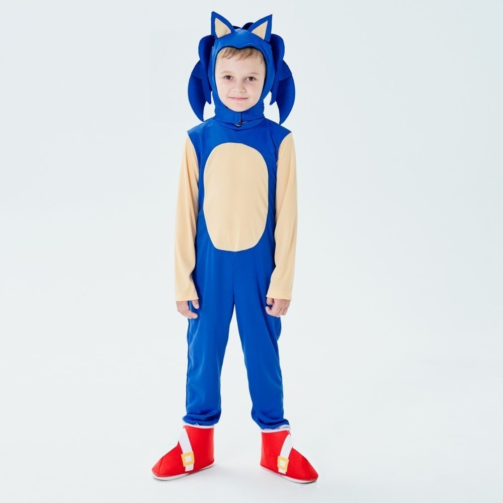 RS807 Children's Sonic Cartoon Sonic Kid Costume Stage Performance Costumes Blue Cosplay Game Costume