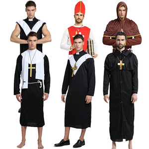 Male Jesus Costume Missionary Priest Dress Halloween Priest Costume For Adult