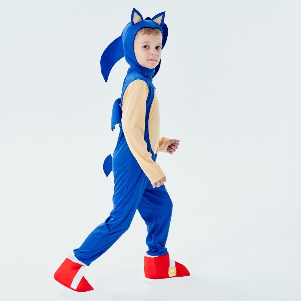 RS807 Children's Sonic Cartoon Sonic Kid Costume Stage Performance Costumes Blue Cosplay Game Costume