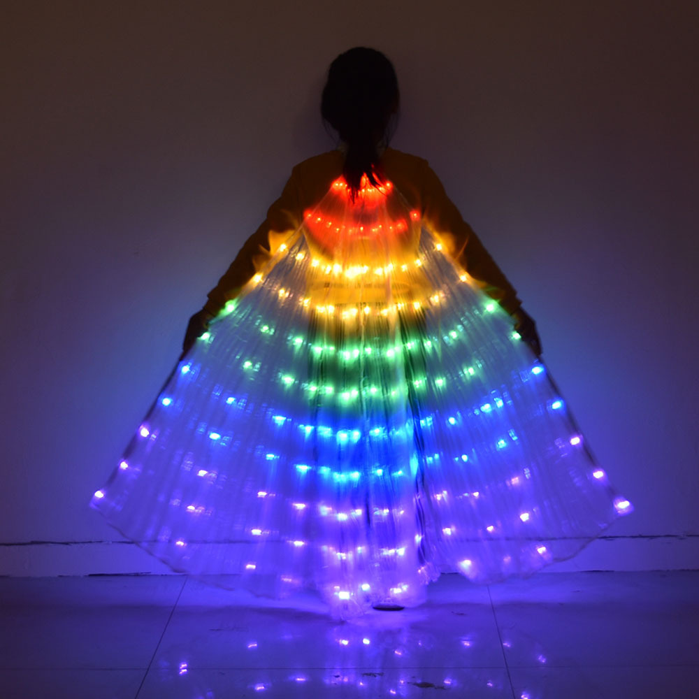 Children's belly dance colorful fluorescent dance table performance costumes props cloak led light luminous wings wholesale