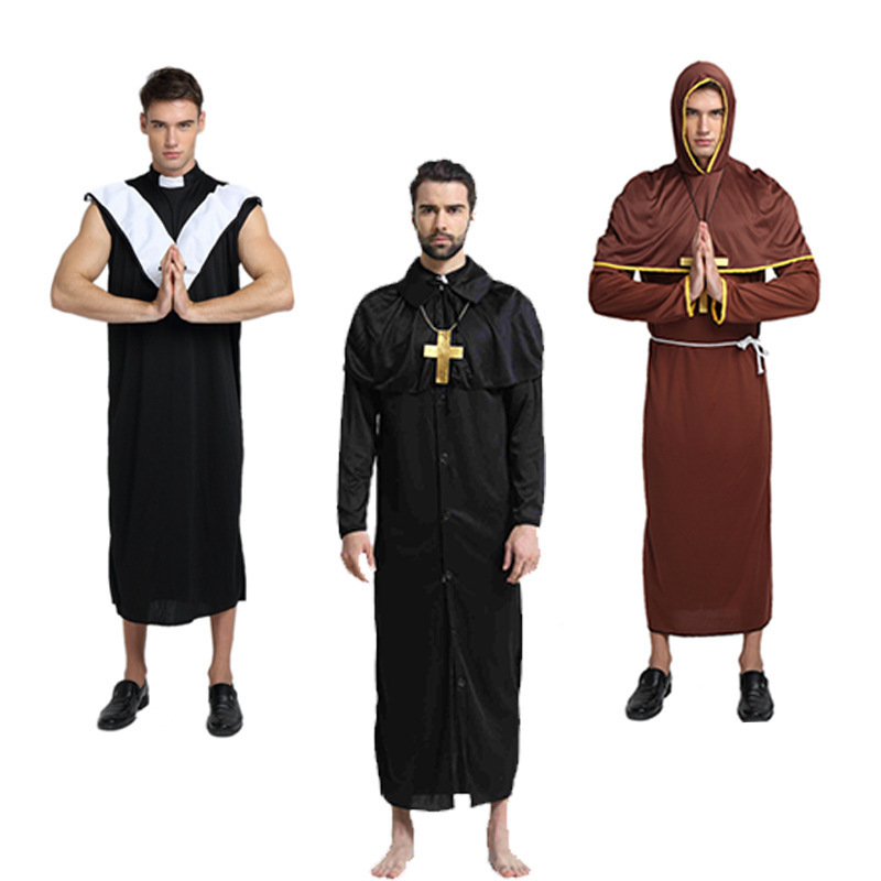 Male Jesus Costume Missionary Priest Dress Halloween Priest Costume For Adult