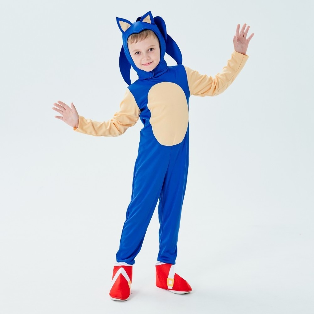 RS807 Children's Sonic Cartoon Sonic Kid Costume Stage Performance Costumes Blue Cosplay Game Costume