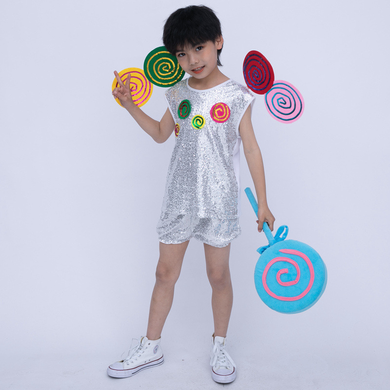 Sweet Lollipop Taste Children's Sequined Tulle Dress Dance Costume Kindergarten