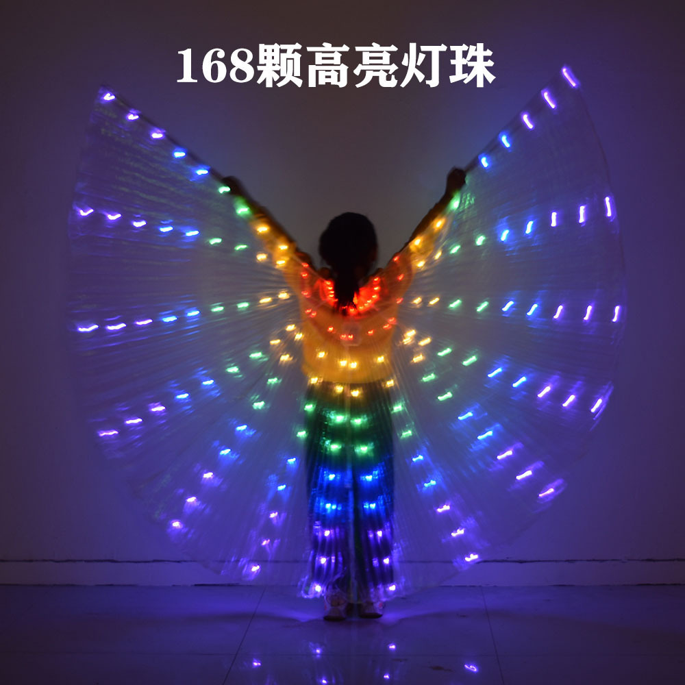 Children's belly dance colorful fluorescent dance table performance costumes props cloak led light luminous wings wholesale