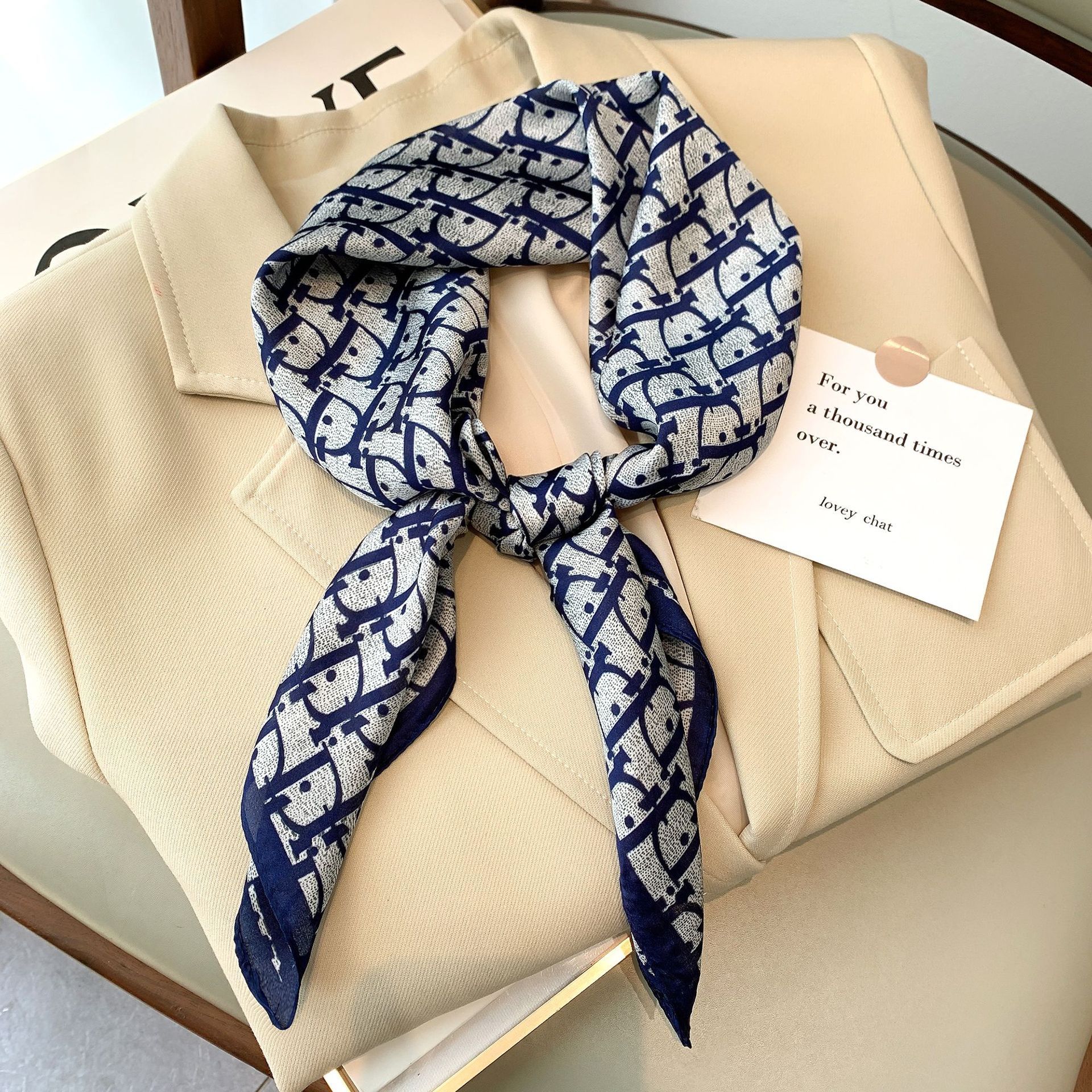 Hot selling new fashion 70x70cm brand silk square scarf hijab women luxury designer print headscarf shawl silk small hair scarf