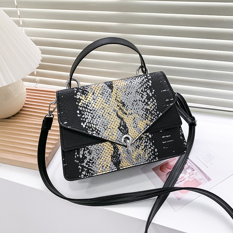 Classic shiny serpentine PU leather bags ladies shoulder crossbody handbag women snake skin fashion purse