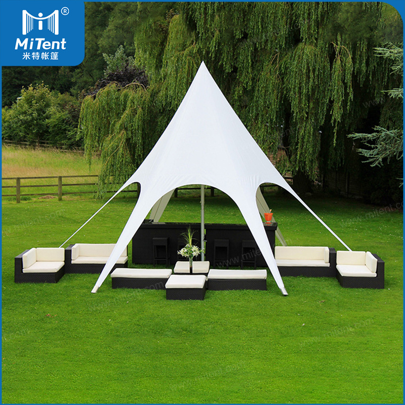 Diameter 8m Small Meeting Shelter Tent Star Shaped Canopy Camping Tent for Sale