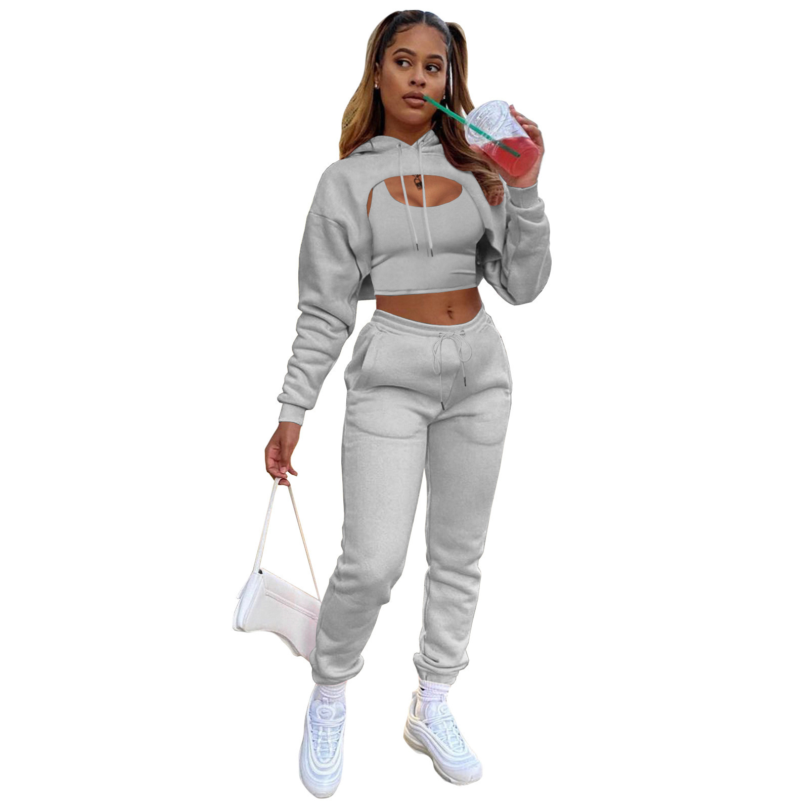 Women Tracksuit Sweat Suit Sexy Athletic Track Suits In Sky Blue Colors