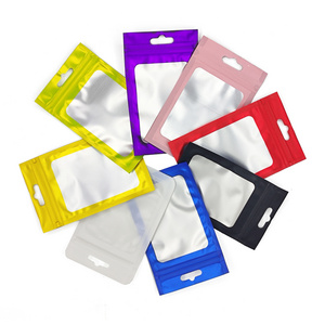 In stock  Packaging Resealable Matte Stand Up Pouch Plastic Zip Lock With Window Black Mylar Bags